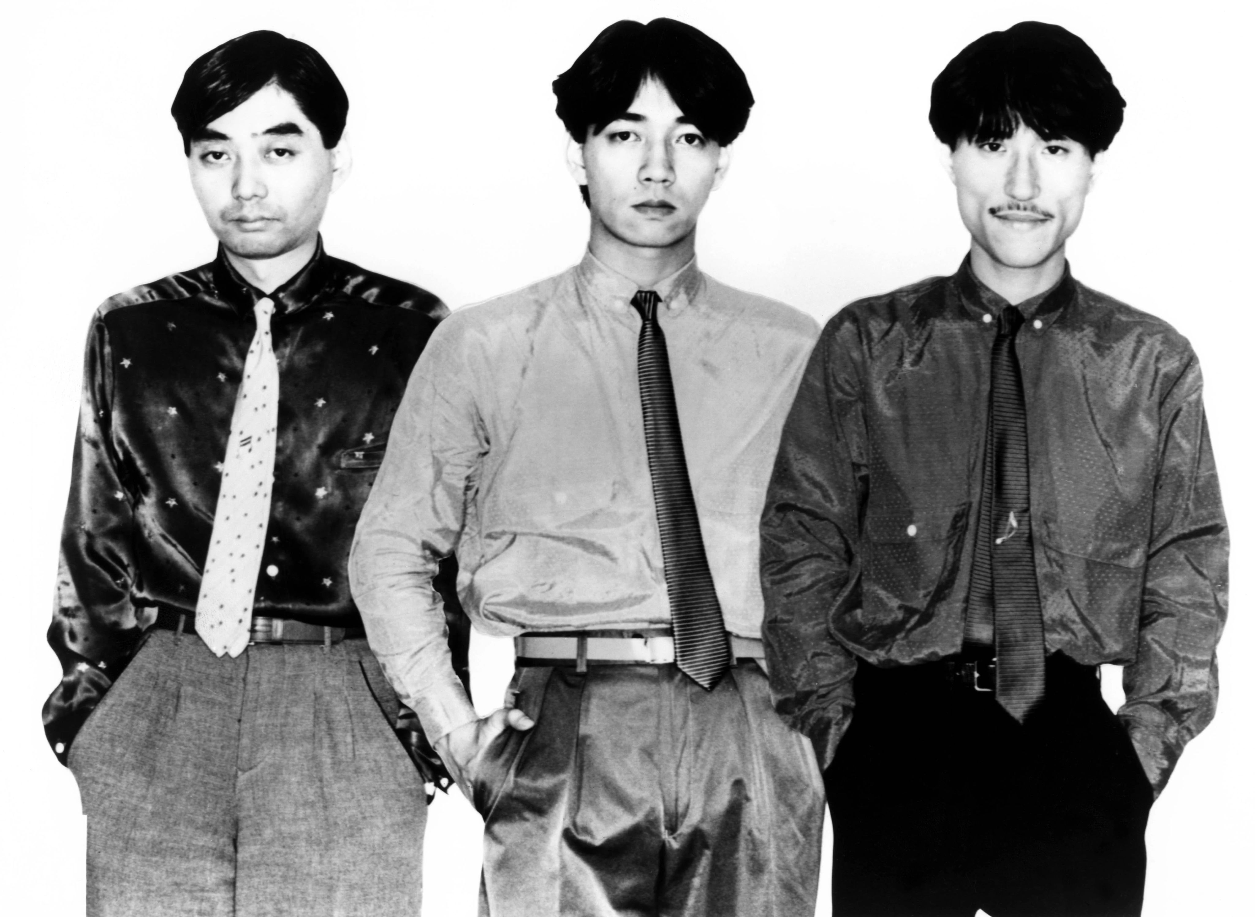 1980年，Yellow Magic Orchestra，简称YMO，从左到右为：细野晴臣、坂本龙一、高桥幸宏