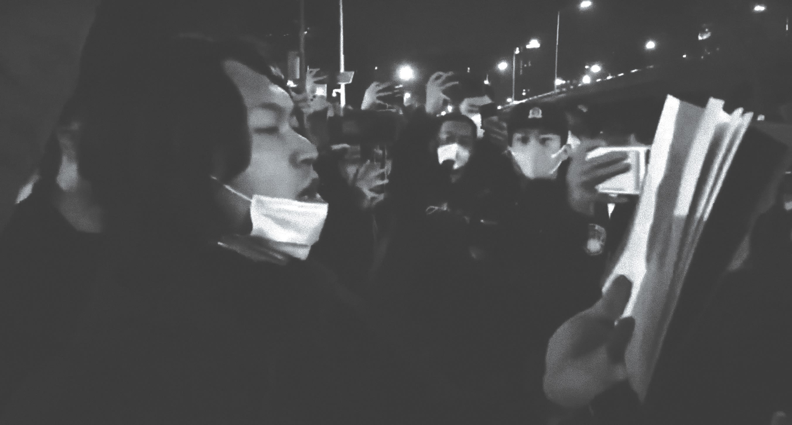 Poetry reading at the protest site (Web image)