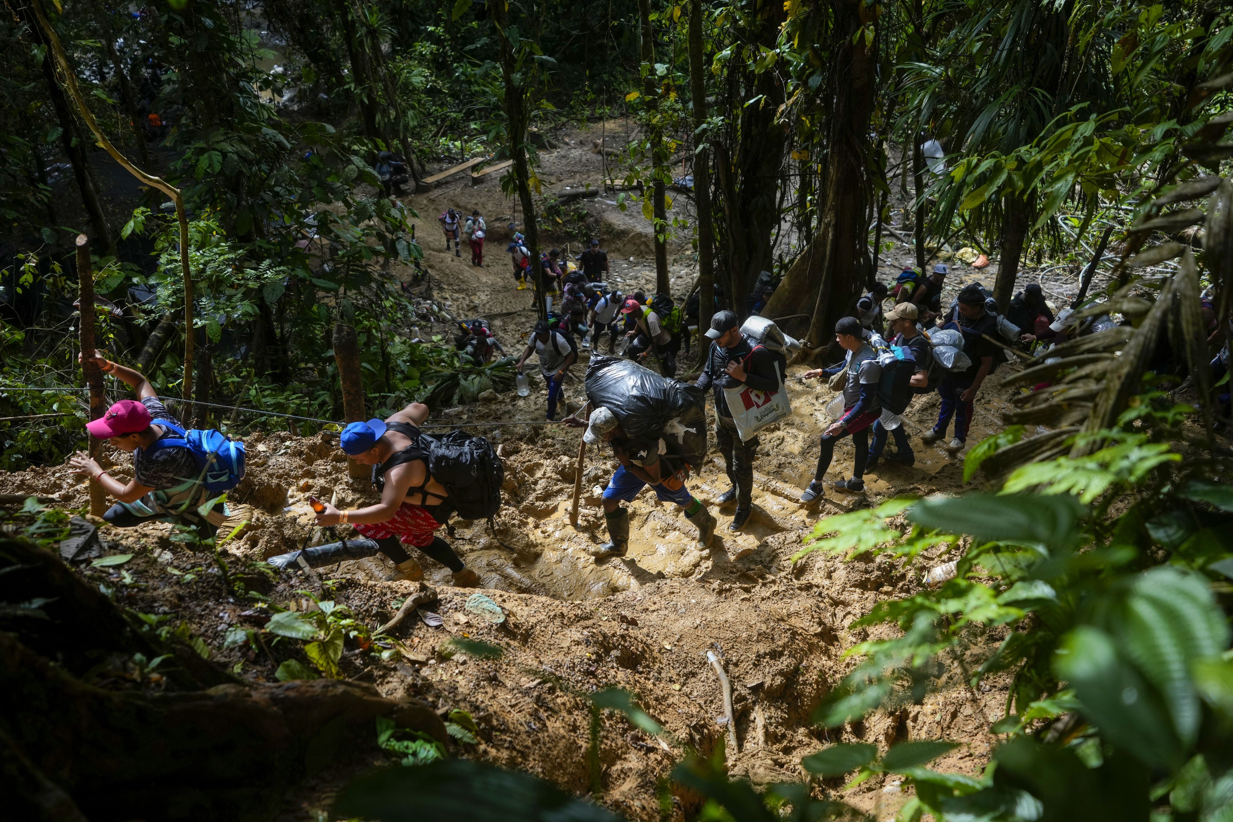 Migrants walk across the Darien Gap hoping to reach the U.S.  (AP / Fernando Vergara)