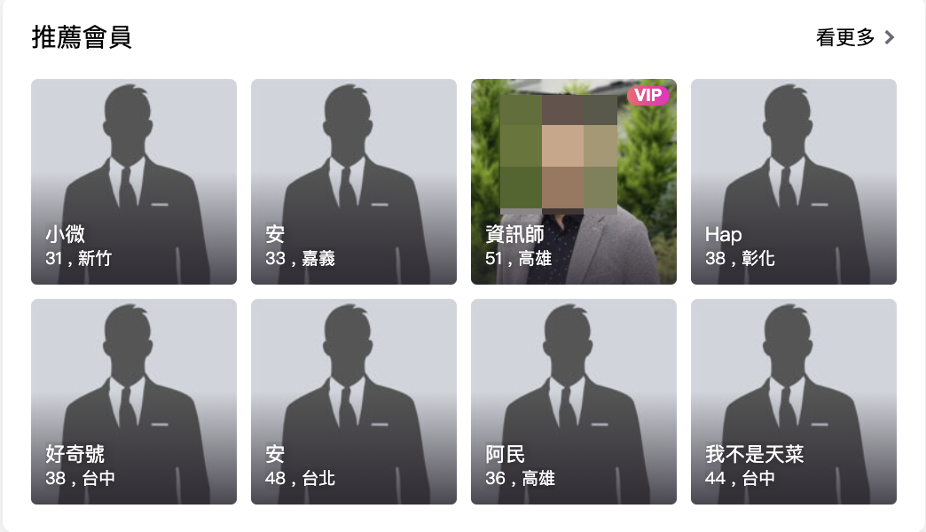 包养网站上，糖爹的资讯会尽量保护隐私，露脸的仅有 1/3，其中多是五官模糊不清的照片